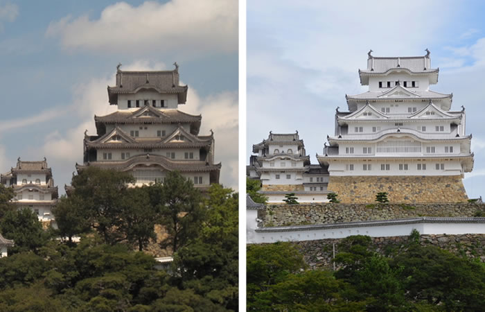 工事前の姫路城と工事後の姫路城