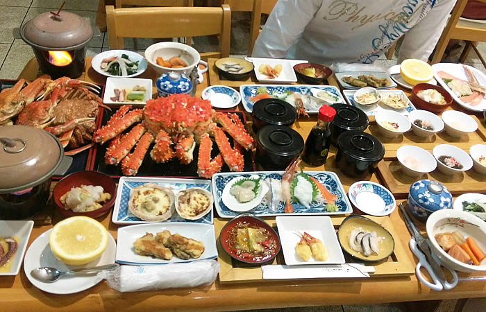 北海道北見市、民宿・船長の家の夕食
