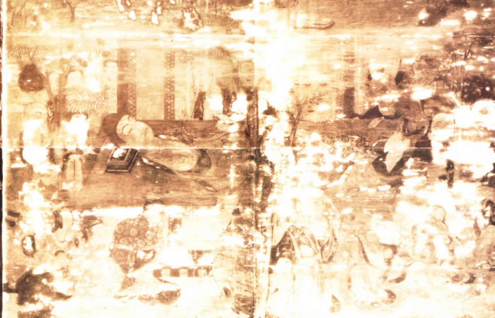壁画の仏涅槃図