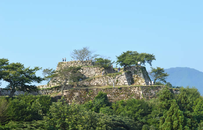 遠方から望む竹田城の石垣