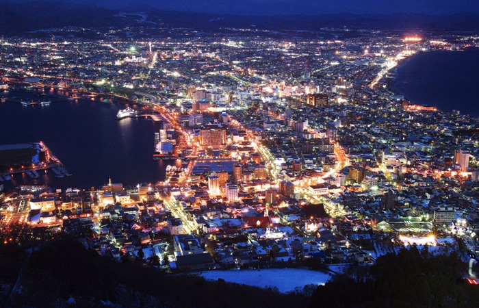 日本三大夜景の1つに数えられる、函館山の夜景
